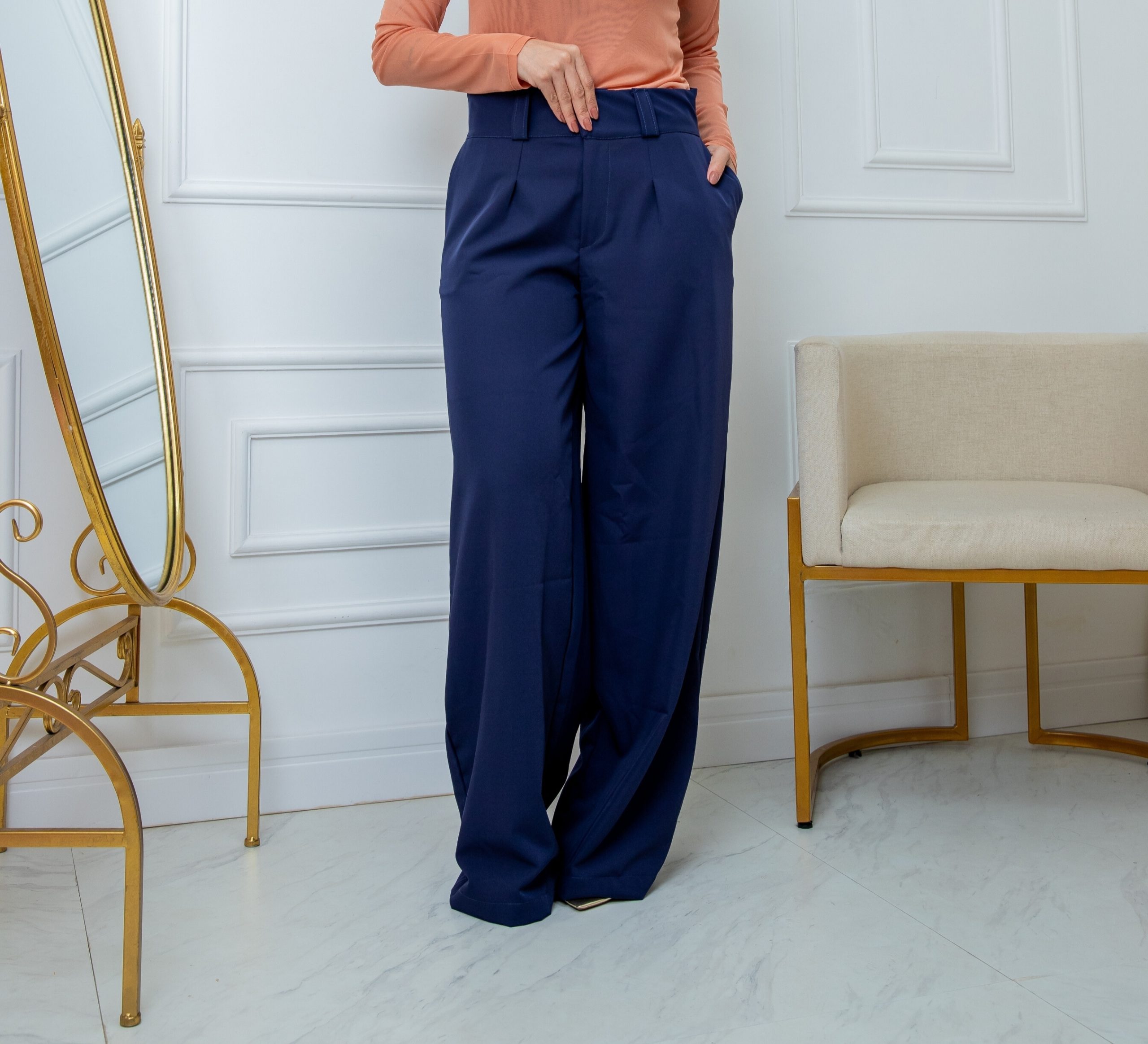 Calça Pantalona Cintura alta Alfaiataria Prada Blue