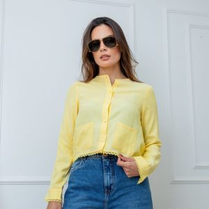 Casaqueto Manga Longa Bordado Amarela