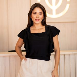 Blusa  Decote quadrado Babado Vintage