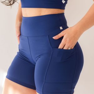 Shorts Fitness c/ Bolsos Laterais Marinho