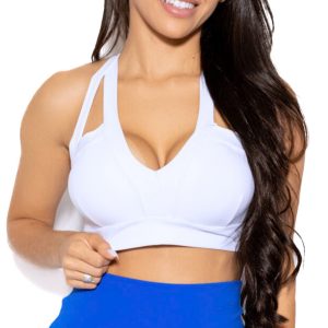 Top Fitness Recortes Busto Alcas Largas e Reforçado Branco