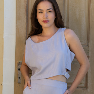 Blusa Cropped Cós Vazado Lilás Gold